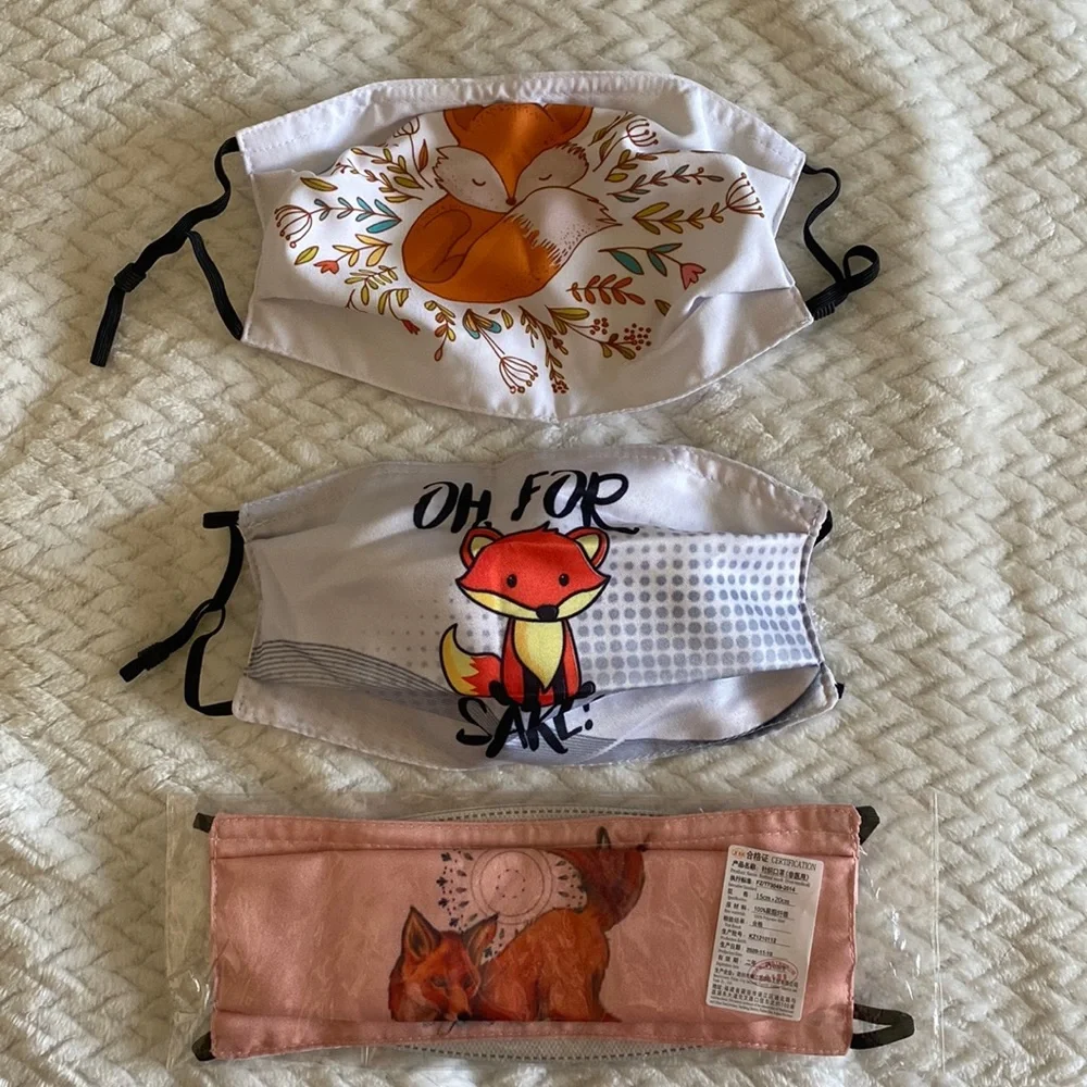 (Set of 3) Fox Face Masks